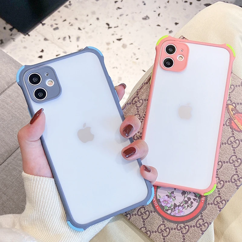 

Phone Case For iPhone 6 6S 7 8 11 Plus 12 Mini X XS XR PRO MAX SE Fashion Simple Shockproof Matte Transparent Bumpe Cover
