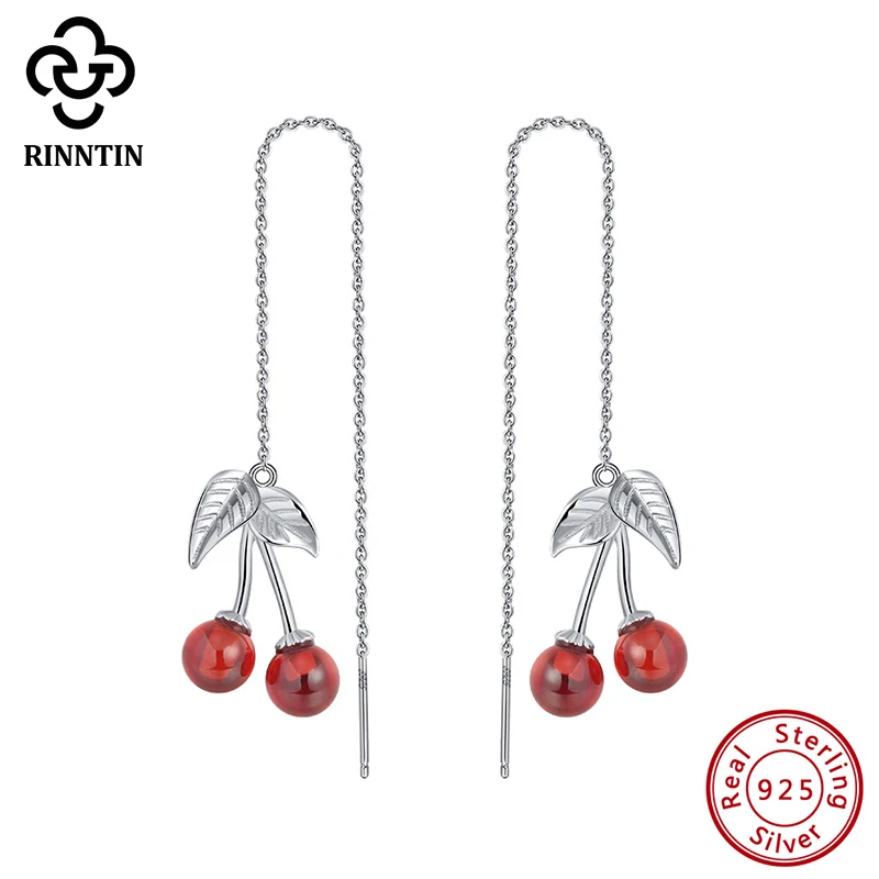 Женские серьги Гранат Rinntin вечерние из натуральной Красной гранаты 925 пробы