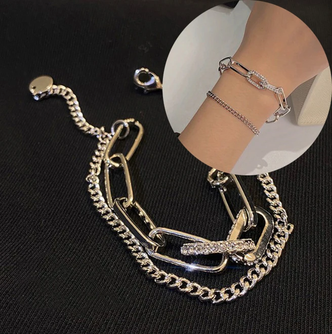 

Панк Хип-хоп Стразы браслет богемный ретро многослойная цепочка геометрический Кулон Браслет Модные женские ювелирные изделия