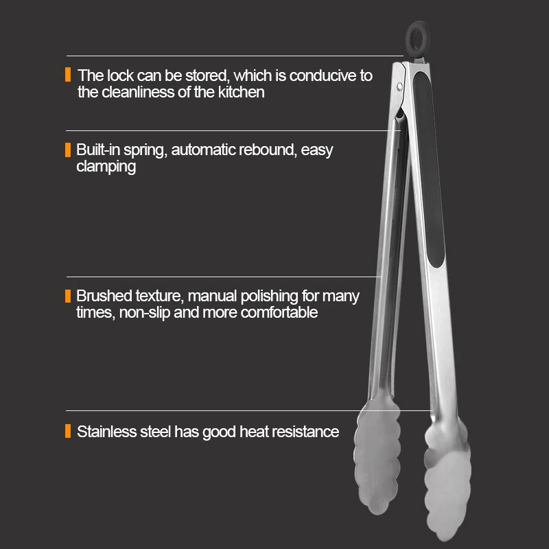 7/9/12/14/16 Inch BBQ Grilling Tong Salad Cake Dessert Serving Food Tongs Stainless Steel Barbecue Clips Clamp Baking Tool | Дом и сад