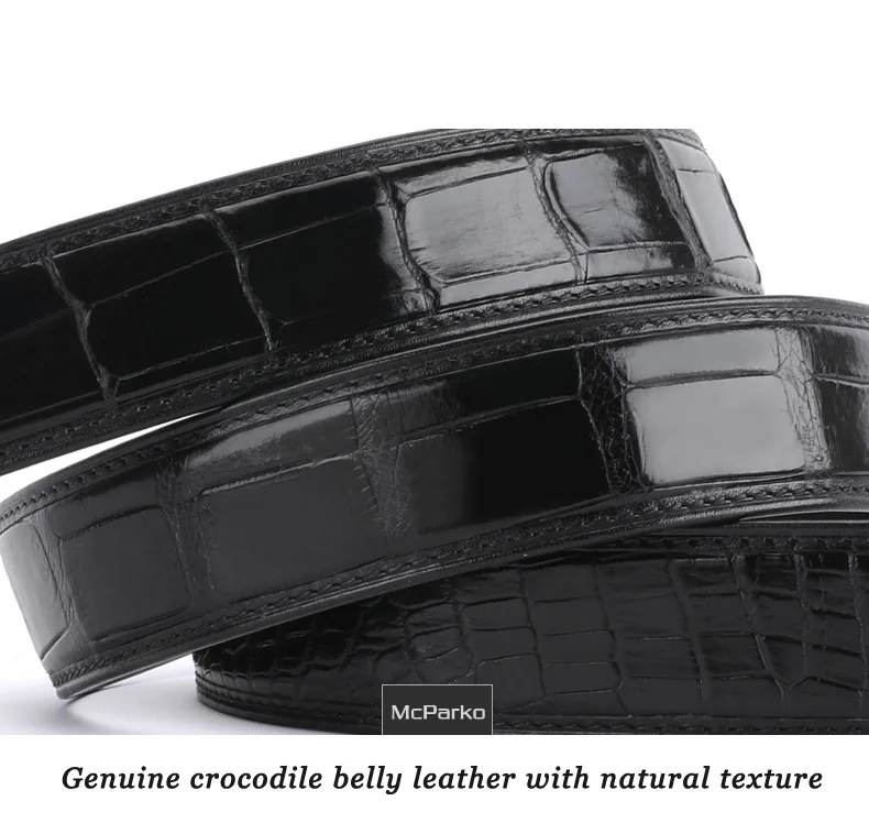 McParko Crocodile Mens Belts Luxury Genuine Leather Belt Men Original Brand Design Animal Buckle Leopard Jeans Waist Belts Brown
