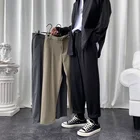 Брюки HYBSKR мужские однотонные, свободные прямые повседневные штаны в Корейском стиле, уличная одежда в стиле Харадзюку, весна-лето