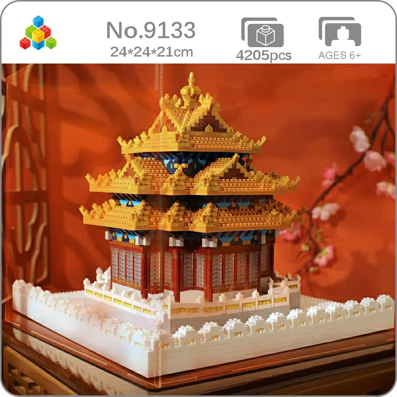 

YZ Architecture Turret of Imperial Palace Museum Ancient Tower Model Mini Diamond Blocks Bricks Building Toy for Children no Box