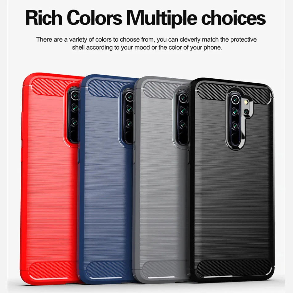 Мягкий силиконовый чехол Whyes для Xiaomi Redmi Note 8 Pro противоударный из углеродного