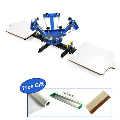 

Upgraded 4 Color 2 Station Silk Screen Printing Machine DIY T-Shirt Fabric Print