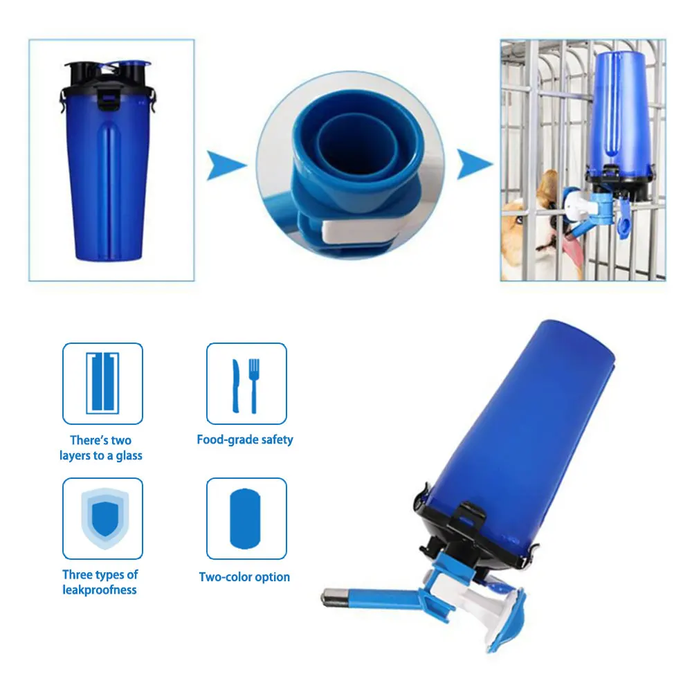 

Dog 2 In 1 Food Water Bottle Portable Pet Feeder Collapsible Bowl Walk Hiking Puppy Dispenser Travel Outdoor Storage Container