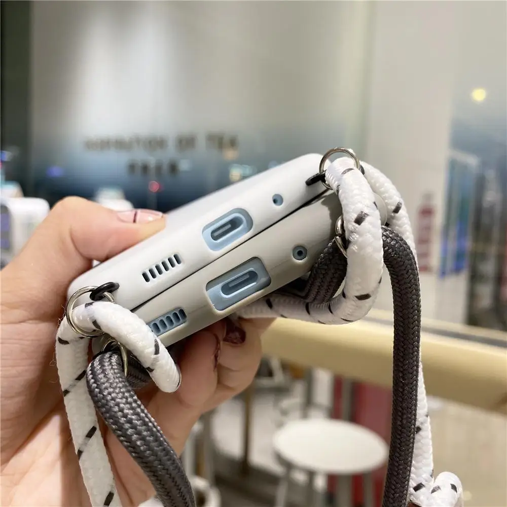 

Lanyard Phone Case For Samsung A9 A8 A7 A6 2018 A7 A5 A750 J2 J4 Core J5 J7 Prime J6 J8 Plus Solid Color Soft TPU Cover