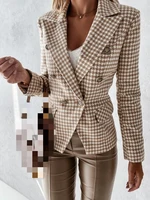 2021 autumn plaid womens blazer coat loose long sleeve button turn down collar female blazers fashion office casual lady coats