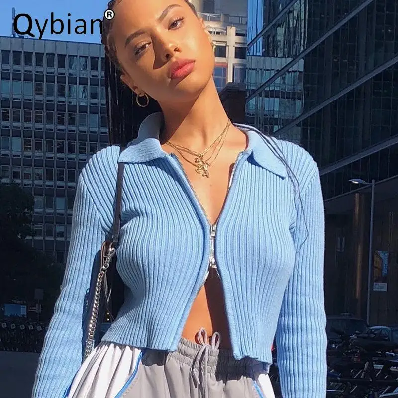 Женский шерстяной кардиган с двойной молнией эластичный свитер в полоску