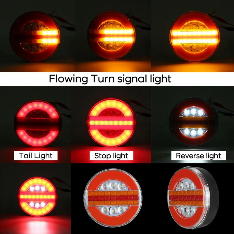 

2X 24V 49 LED Hamburger Rear Tail Lights Sequential Dynamic Indicator for Truck Lorry Bus