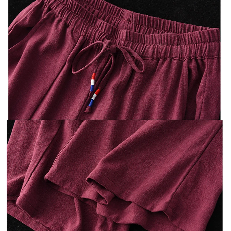 

NINI WONDERLAND 2021 Spring Cotton Linen Wide Leg Pants Summer Women Elastic Waist Casual Loose Pants Female Vintage Trouser