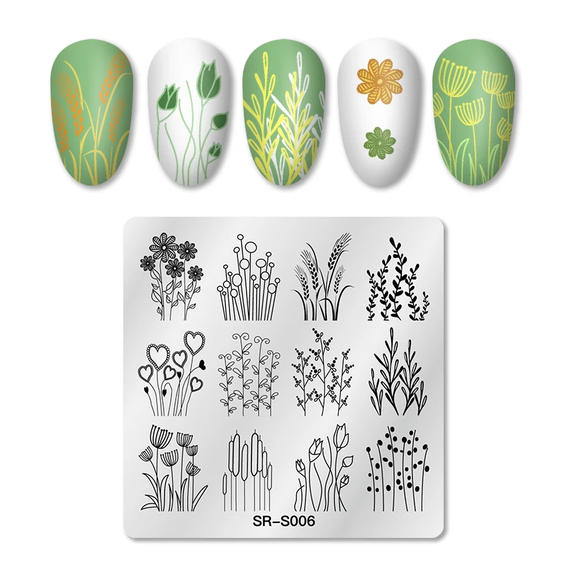 T TIAO CLUB штамповочные пластины для ногтей натуральные растения дизайн цветок лист