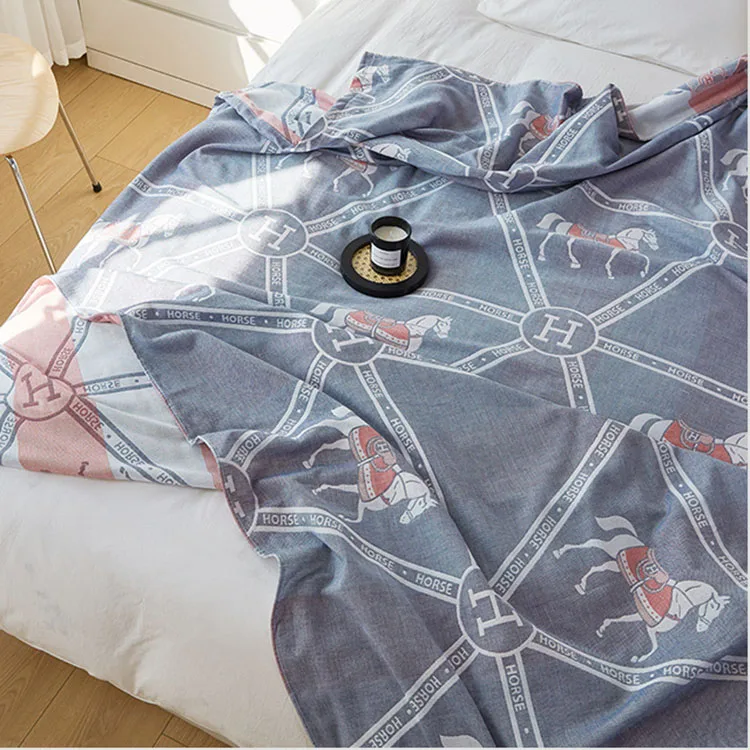 Одеяла и пледы из 100% хлопка мультяшное полотенце для дивана тонкое летнее одеяло