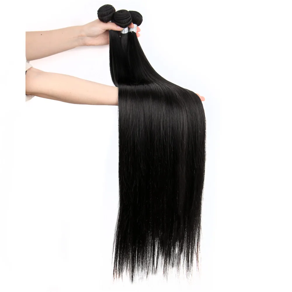 36 38 40 inch Long Straight Bundles With Closure Human Hair Brazilian Hair Weave Straight Extension With 5x5x1 Closure For Women