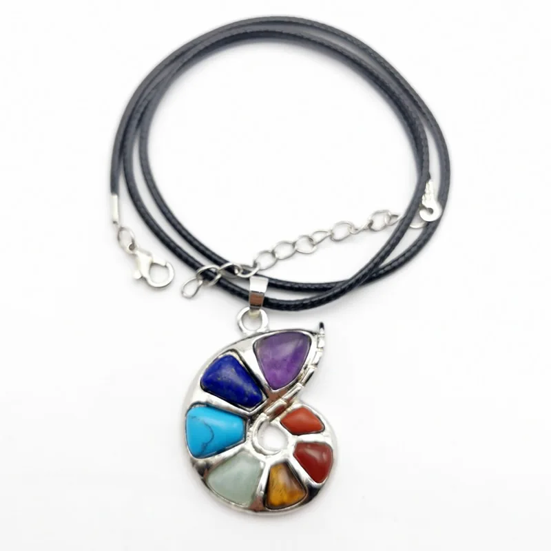 Оптовая продажа спиральная форма кулон натуральный камень 7 Чакра ожерелья и