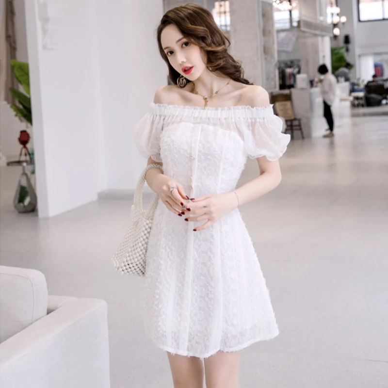 

Spring and Summer New Style Korean Temperament Sexy Collar Dress Slim-fit Lace Dress Summer New Dress