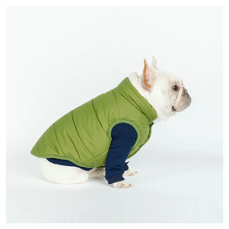 

Autumn and winter new style pet vest leisure warm warm cotton dog clothing law fight Japan and South Korea coat manufacturers
