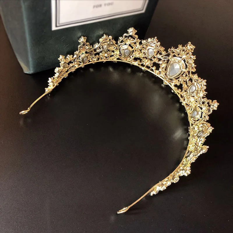Блестящие тиары короны FORSEVEN в стиле барокко розовое золото диадемы повязка на