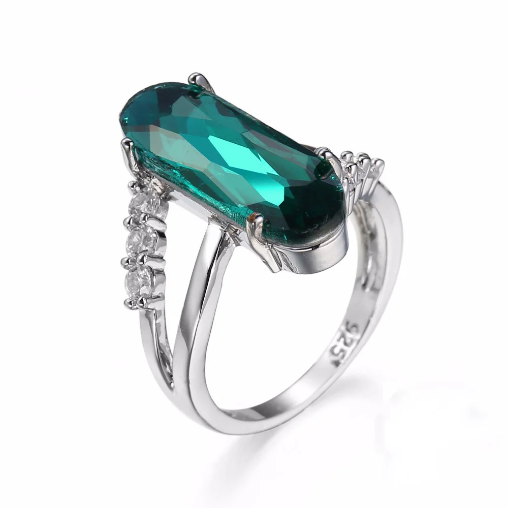 Женские и мужские обручальные кольца серебряного цвета с зеленым овальным