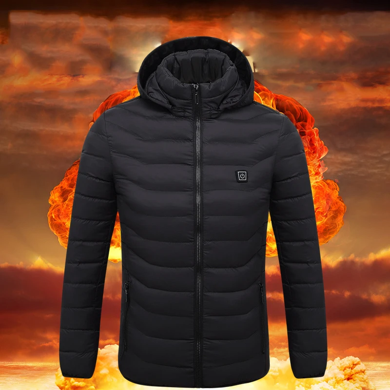 

2019 New Men Women Winter Heating Electric Down Jacket Charging Warm Electric Heated Hooded Jackets USB Charging Clothing