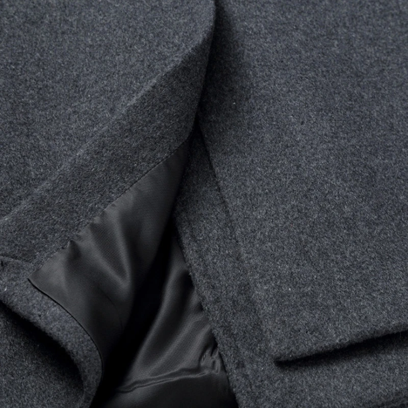 

Winter Wool Coat Men Overcoat Double Breasted Long Trench Coat Casual Woolen Pea Coat Male Fashion Wool Blends Jacket