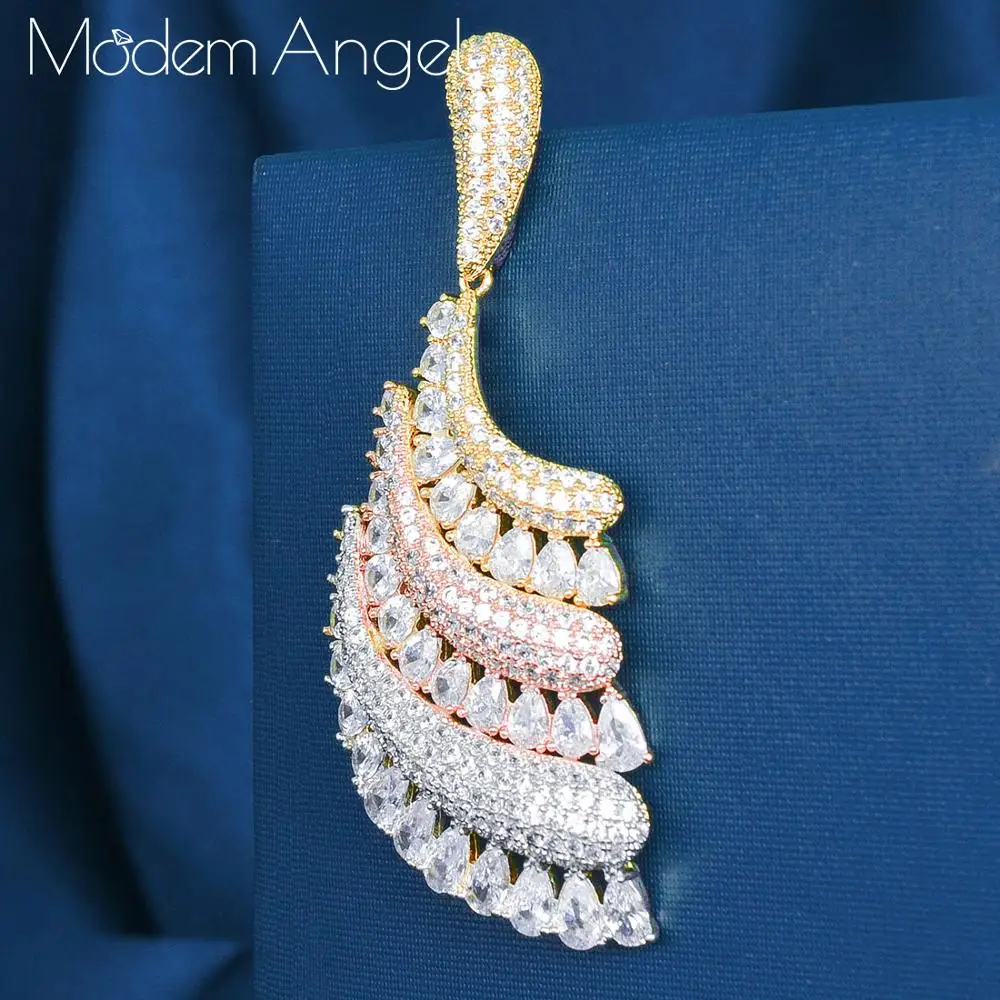 

ModemAngel Fashion Luxury Special Shape Super Copper AAA Cubic Zirconia Width earrings for women Party Engagement Jewelry Gift