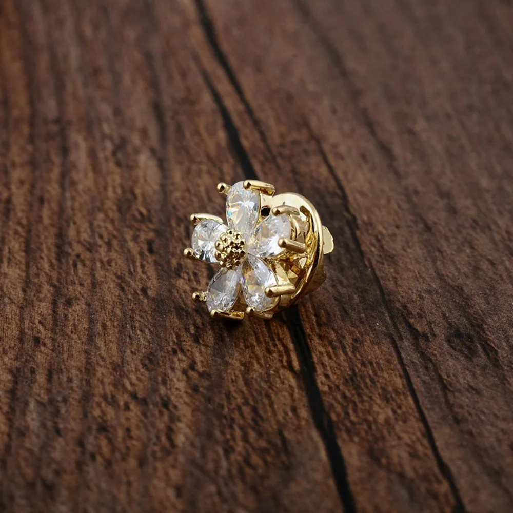 1,4 см Женская Мини циркониевая брошь пятилепестковый цветок на лацкане булавка модная брошь с дизайном «девочка» свитер украшение пальто ювелирные изделия для женщин