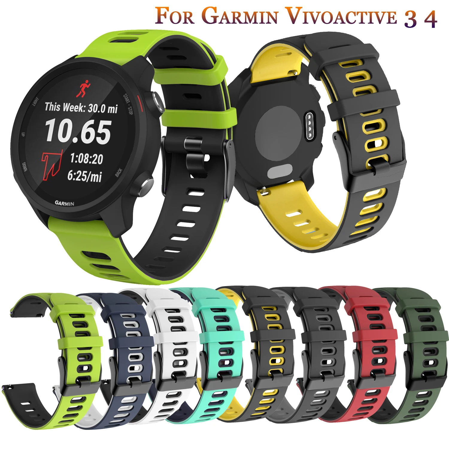 

Силиконовый сменный ремешок для Garmin Forerunner 245M 645 Vivoactive3 Vivomove HR CAME, браслет для Vivoactive 3 4, ремешок для часов