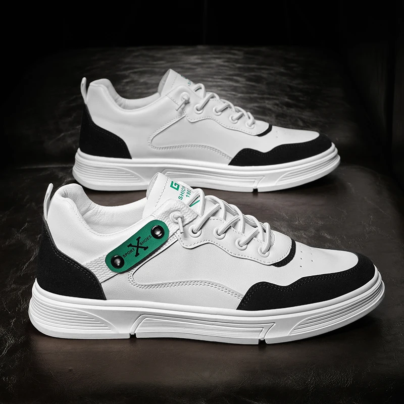 

Кроссовки мужские с резиновой подошвой, Классические брендовые, Нескользящие, на мягкой подошве, на шнуровке, повседневные из экокожи, белы...