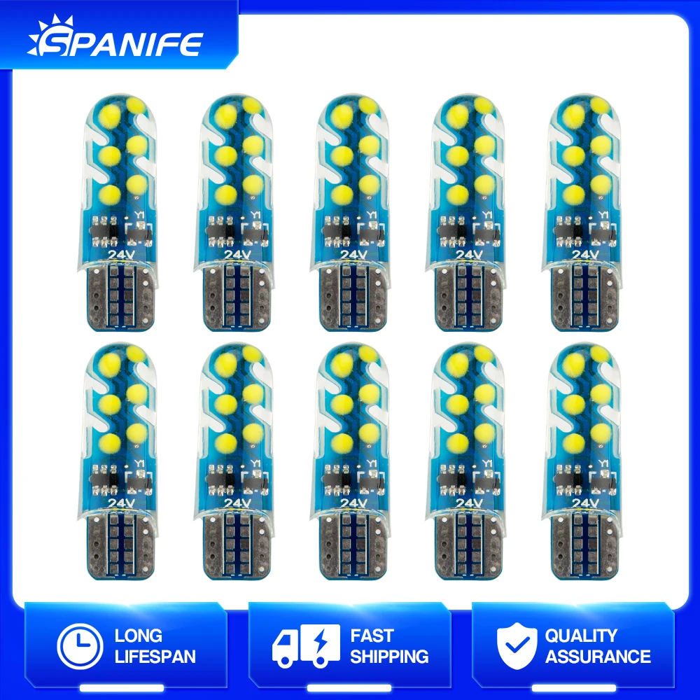 

Spanife 2 шт. лампа для салона автомобиля Led T10 Высокая светильник Пышка автомобильный внутренний свет COB 12SMD T10 12-24 В ламсветильник для чтения све...