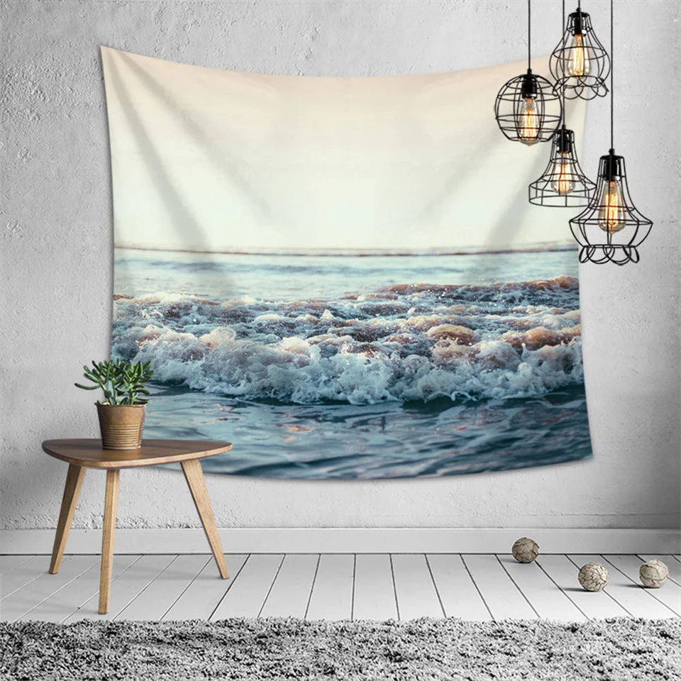 

Nordic Nature Hanging Wall Tapestries Landscape Mandala Psychedelic Tapestry Sea Wave Beach Wall Carpet Dorm Home Decor Backdrop