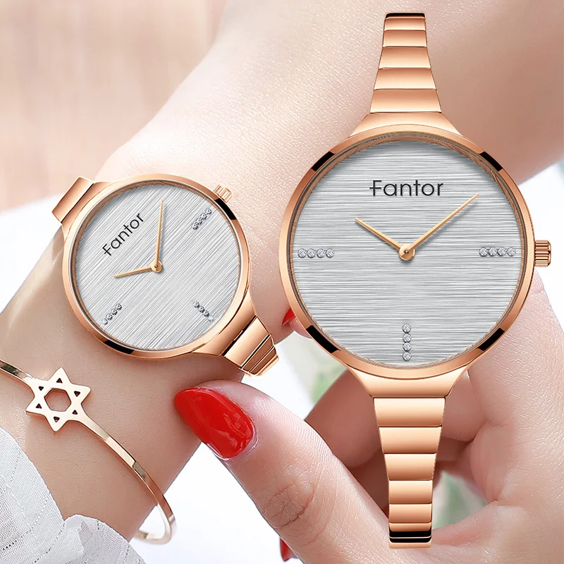 Fantor брендовые роскошные женские часы из розового золота с бриллиантами модные