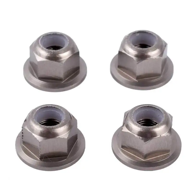 

4PCS HSP M4 Aluminum Alloy Lock Nut 4mm Anti-Loose Flange Tire Nut 102049 (02055) Mini Hex Nut for RC Cars