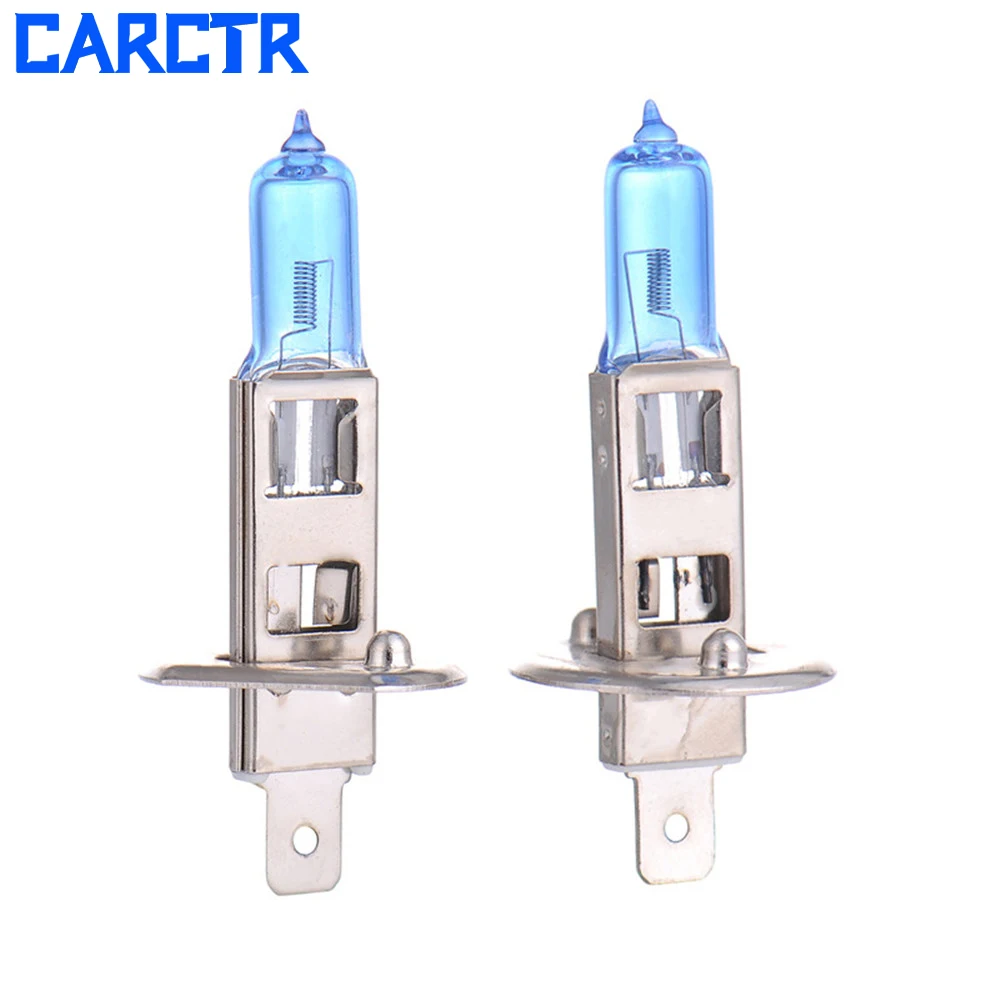 

CARCTR Автомобильная галогеновая лампа для фар H1 12V 100W кварцевый Ультра Белый свет автомобильные Внешние фары галогенная лампа 1 пара 90050