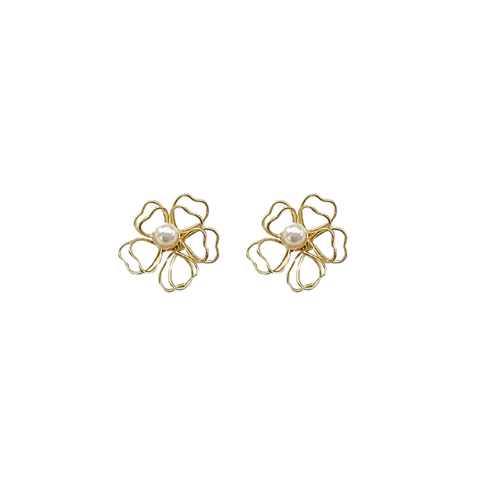

2021NEW Hollow Flower Earrings Silver Needles Double-deck Cute Ear Studs