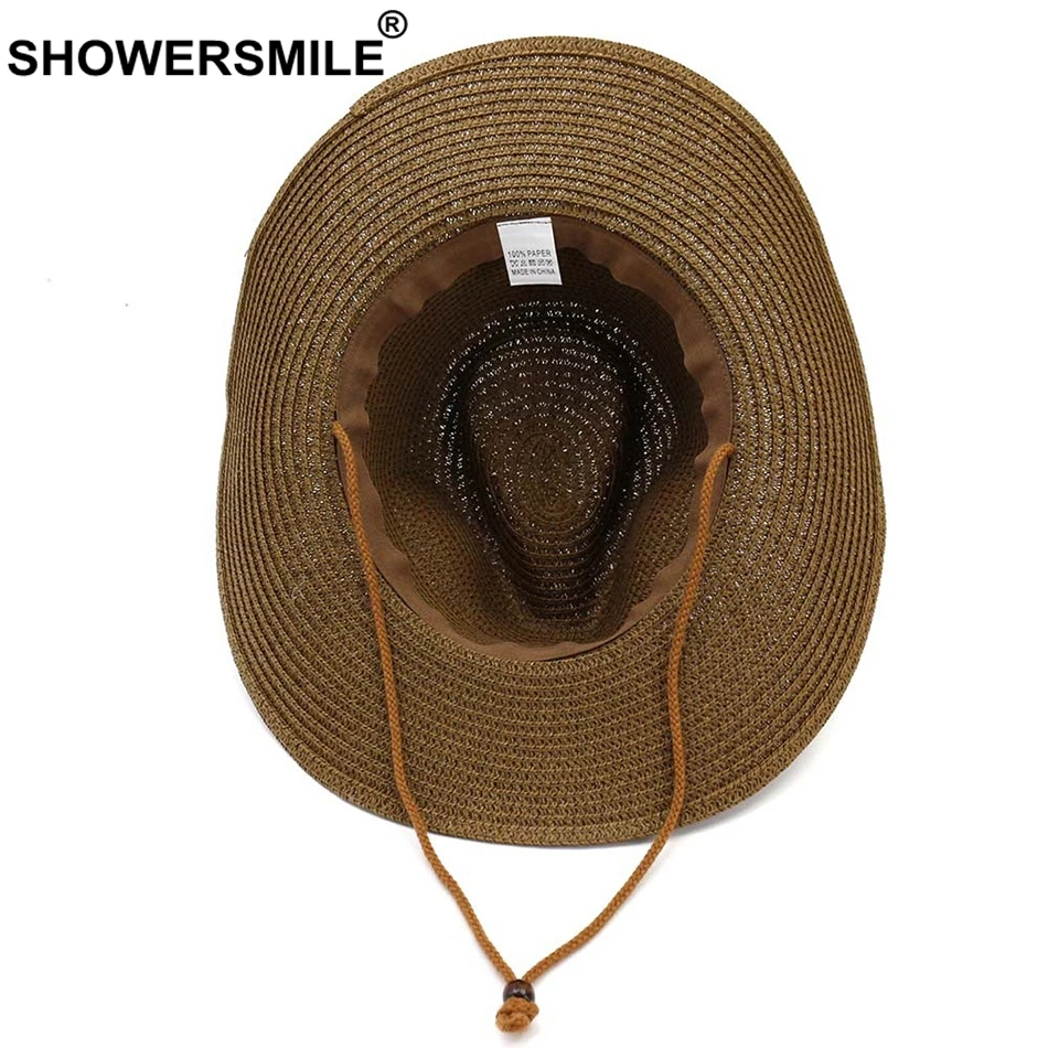 Шляпка от солнца SHOWERSMILE для мужчин и женщин Соломенная Панама цвета хаки с