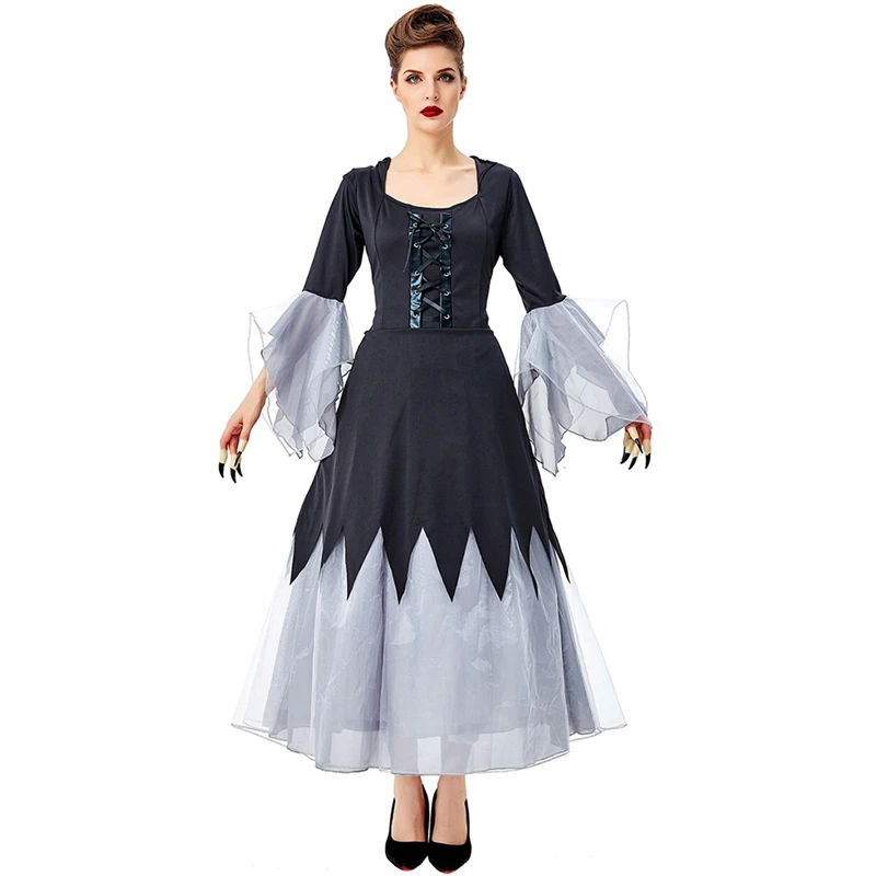 Новый Косплей Хэллоуин ведьма лента черный костюм платье ведьмы Взрослый