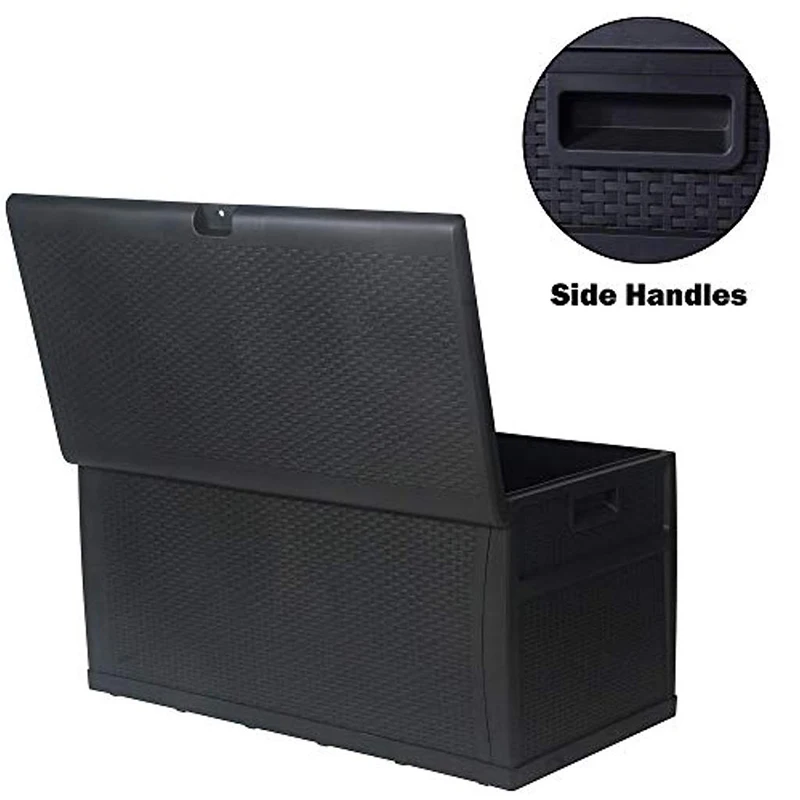 Caja de almacenamiento para Patio, contenedor de rat&aacute;n al aire libre, gabinete de pl&aacute;stico, banco-1