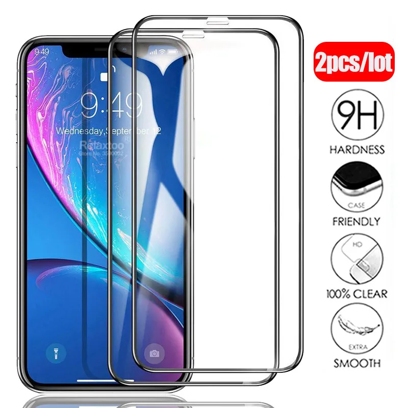 

2pcs protective glass For iphone 11 pro Full cover screen protector For iphone 11 pro max 2019 tempered glass For iphone 11 Film