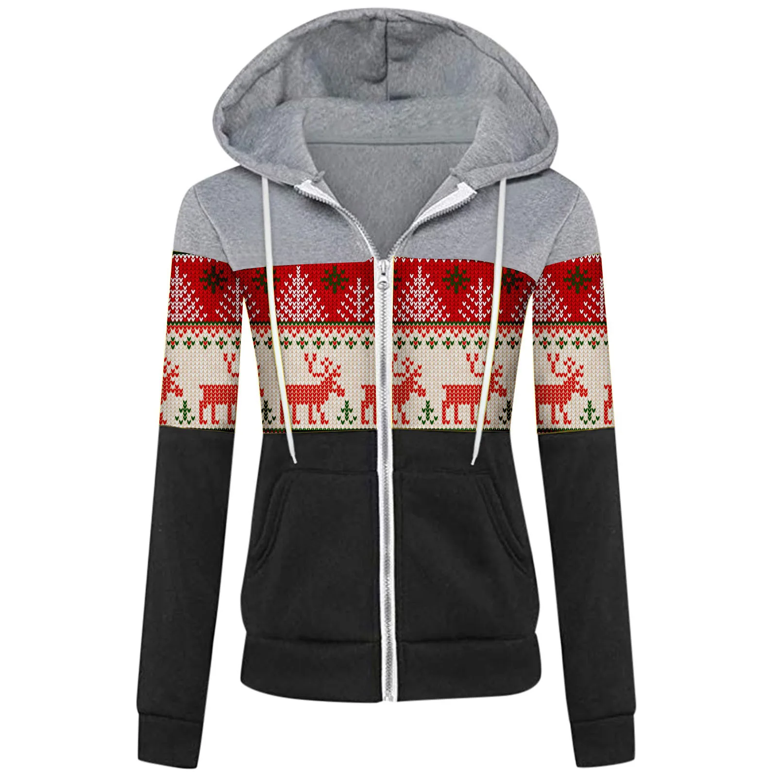 

Fashion Hoodie Women Christmas Sweatshirt Winter Hooded Zip Women Sweatshirt Long Sleeve Hoodie Women Sudaderas Con Capucha