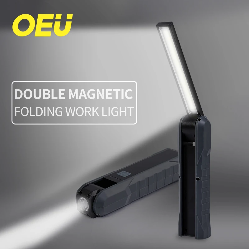 

Under Car Hood Work Light LED Foldable Rechargeable Magnetic Hand Torch COB High Power Flood Lamp Cordless Flashlight Worklight