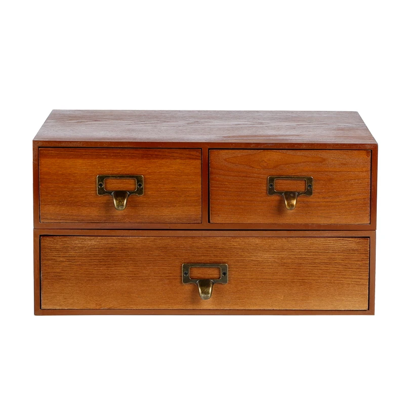 

Simple retro solid wood drawer type storage box multi functional desk sundry storage cabinet
