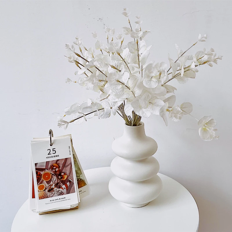 

CuteLife Nordic White Geometric Ceramic Flower Vase Decoration Home Office Livingroom Plant Vase Wedding Arrangement Table Vase