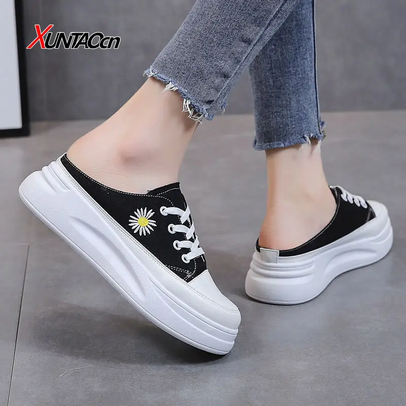 

Flat Shoes Female Slippers Casual Cover Toe Low Slides Loafers Platform Slipers Women Luxury Soft 2021 Cross-tied Basic Fabric