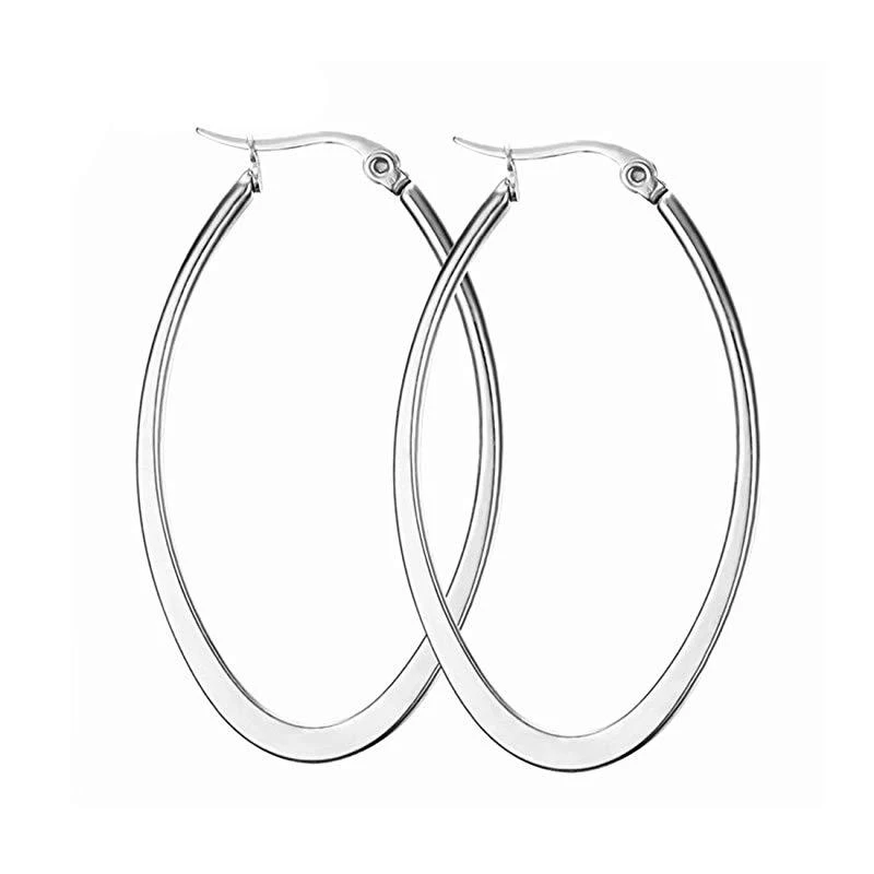 Позолоченные серьги-кольца в виде эллипса из нержавеющей стали 316 30/40/50 мм не