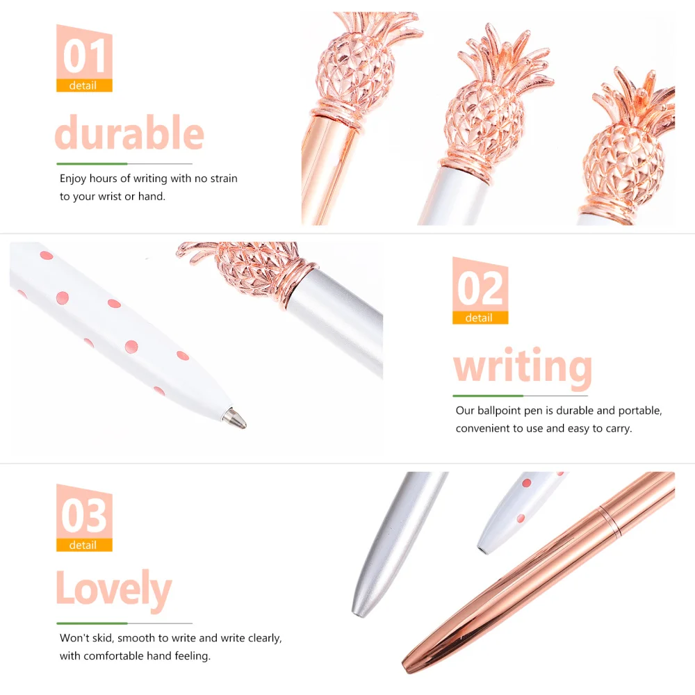 

4pcs Lovely Pineapple Ballpoint Pen Practical Writing Pens Stationery Pens