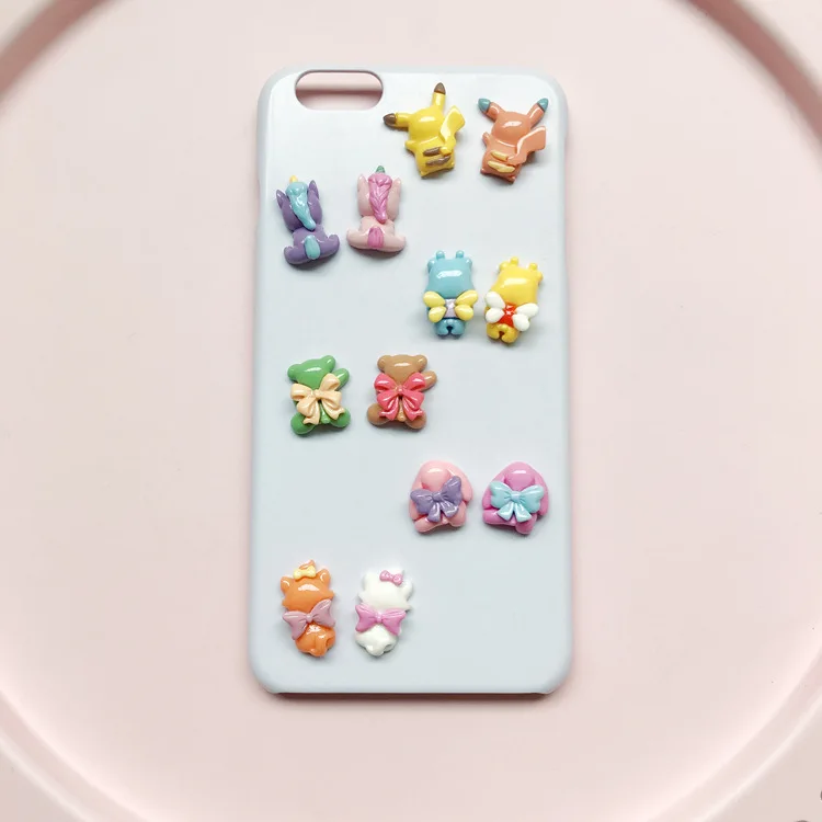 kawaii cartoon animal back flat back resin cabochon scrapbook craft diy hair bow phone cabochons accessories free global shipping