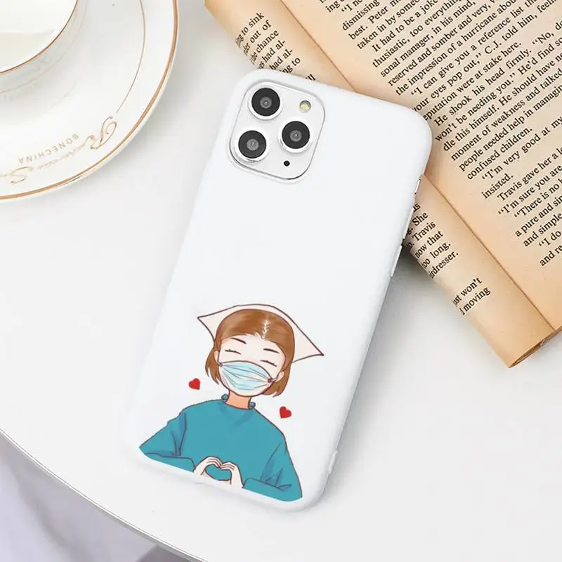 

Medical doctor nurse cartoon Angel brand Phone Case Candy Color for iPhone 11 12 mini pro XS MAX 8 7 6 6S Plus X SE 2020 XR