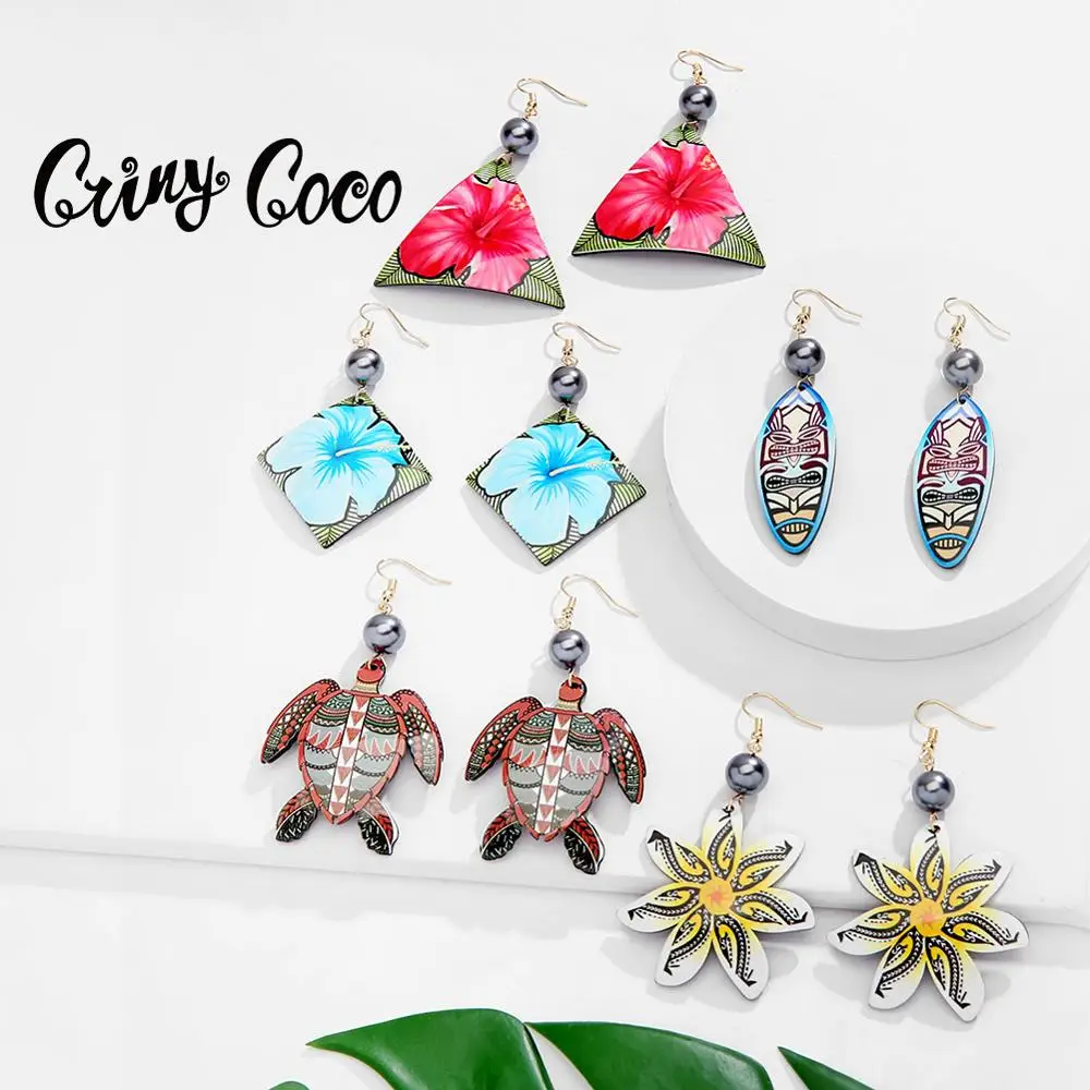 Акриловые висячие серьги Cring Coco модные ювелирные изделия с жемчугом подсолнуха