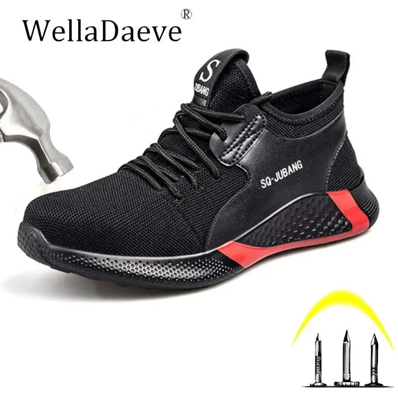 Мужская защитная обувь легкие дышащие строительные защитные кроссовки со